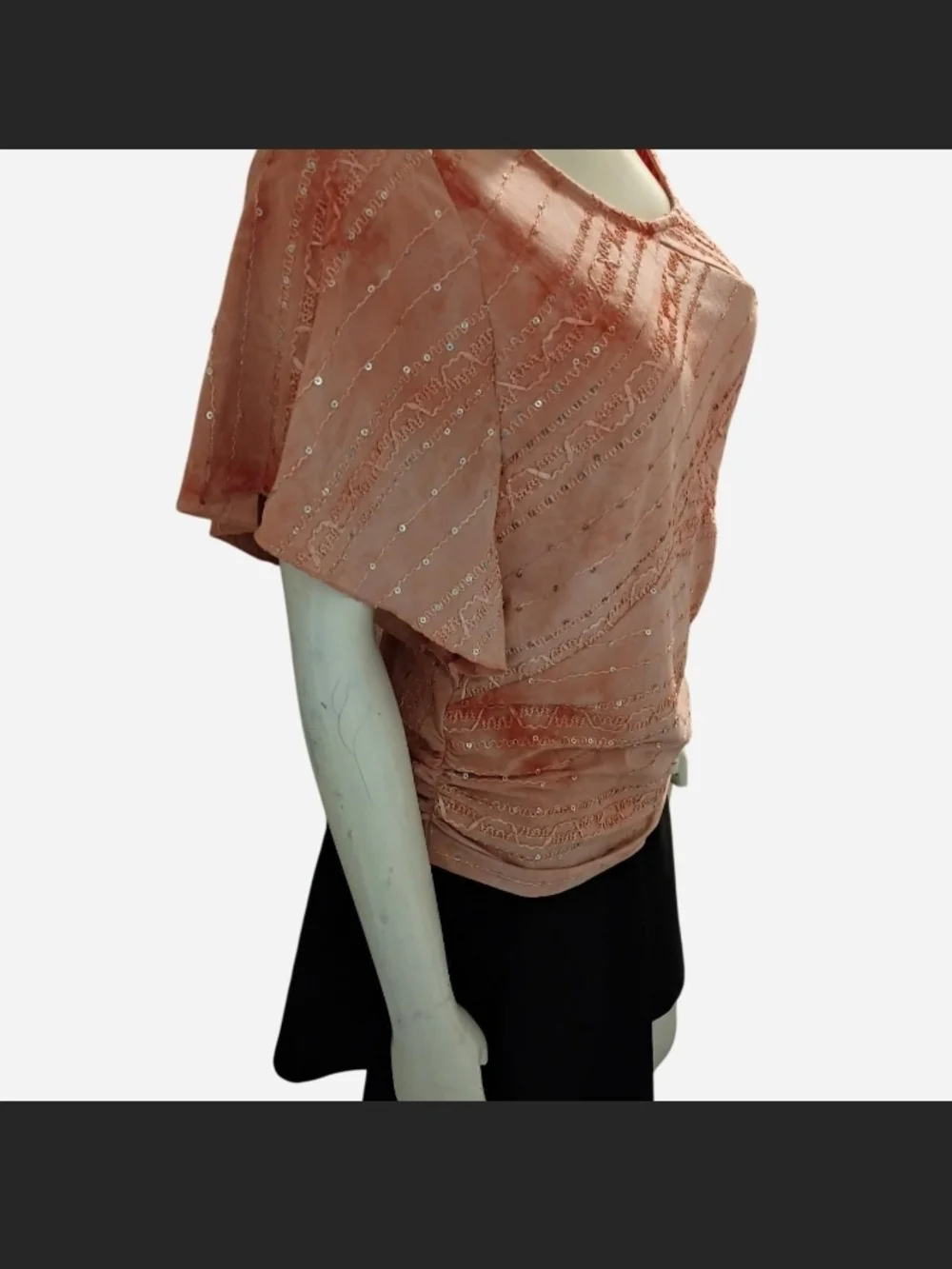 Y2K JM Collections women's M tie dye style peach color embroidered Sequin Top - Picture 5 of 8